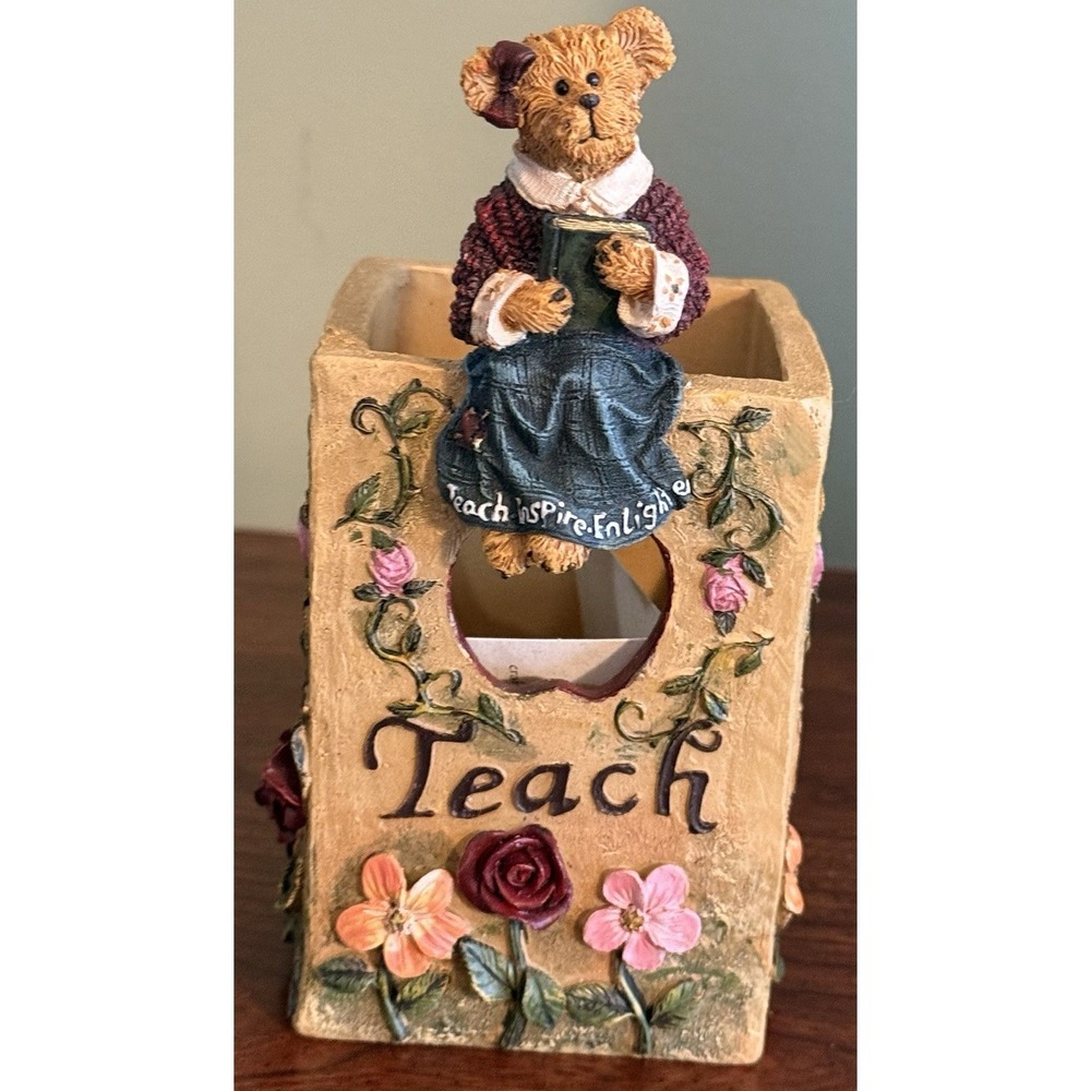 BOYDS BEARSTONE COLLECTION MISS ANN LIGHTEN'S PENCIL HOLDER (TEACHER)